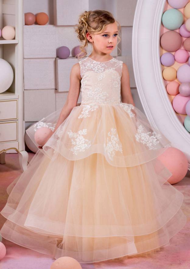 organza flower girl dress Bateau A-Line/Princess Long/Floor-Length Organza Flower Girl Dress With  Bandage - Flower Girl Dresses