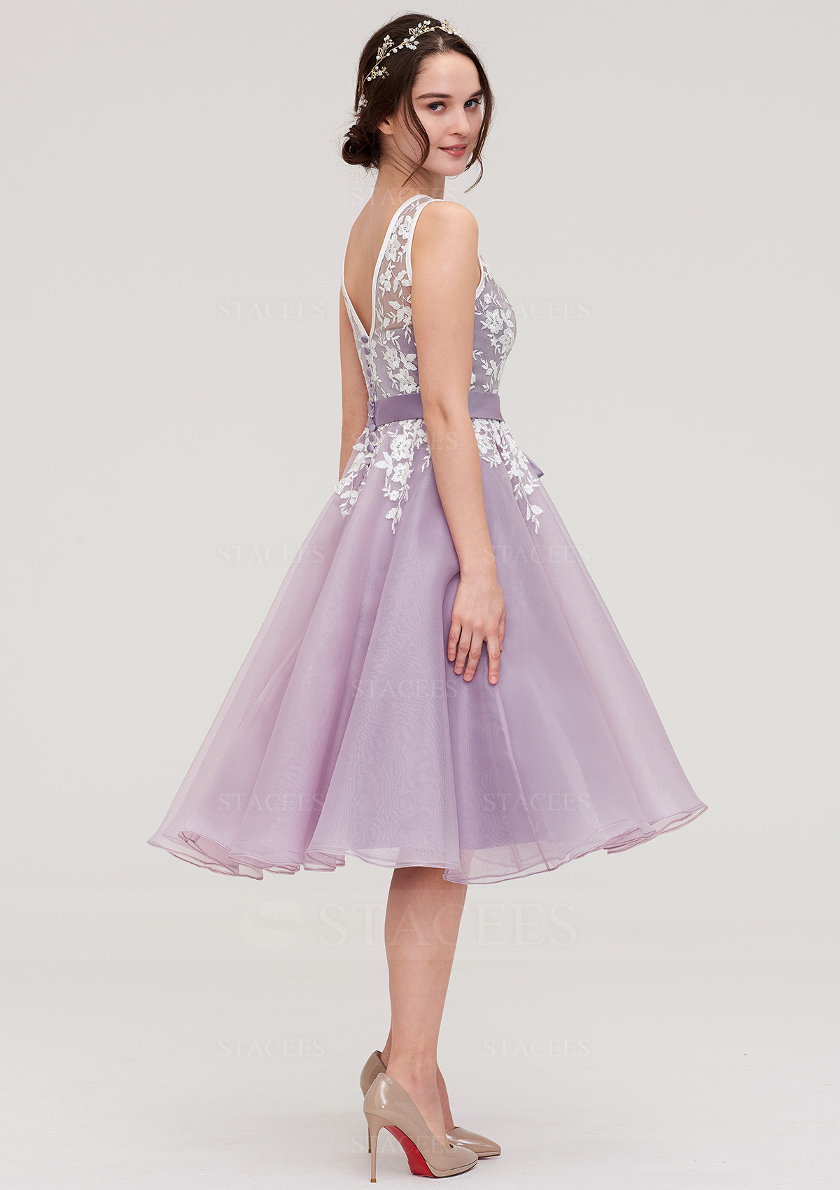 organza knee length dress Women's Fury A-line Sequin Organza Knee-length Dress XS/S/M/L/XL Yellow MEAN BLVD M / Yellow