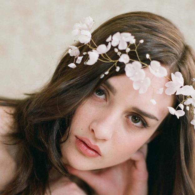 Blanco Señoras diademas de perlas de imitación flor de seda - STACEES
