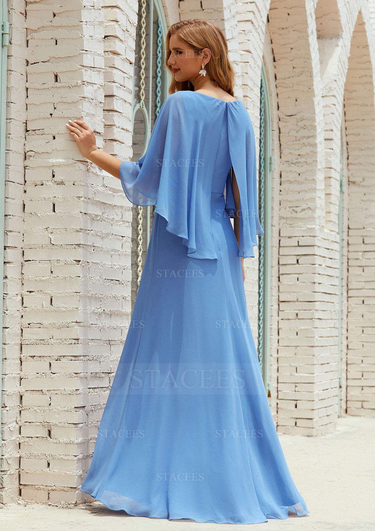 chiffon long sleeve evening dresses CD 0192 Size 16 Long A Line Chiffon Long Sleeve Mother Of Dress Wedding Guest Gown
