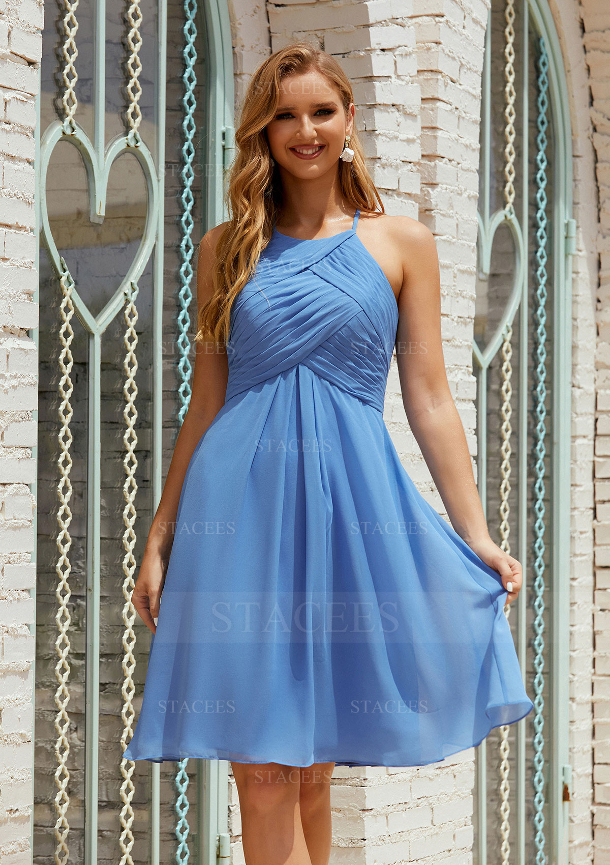cheap empire waist bridesmaid dresses The Dessy Group Women's Lilith Floral Chiffon Gown - Green