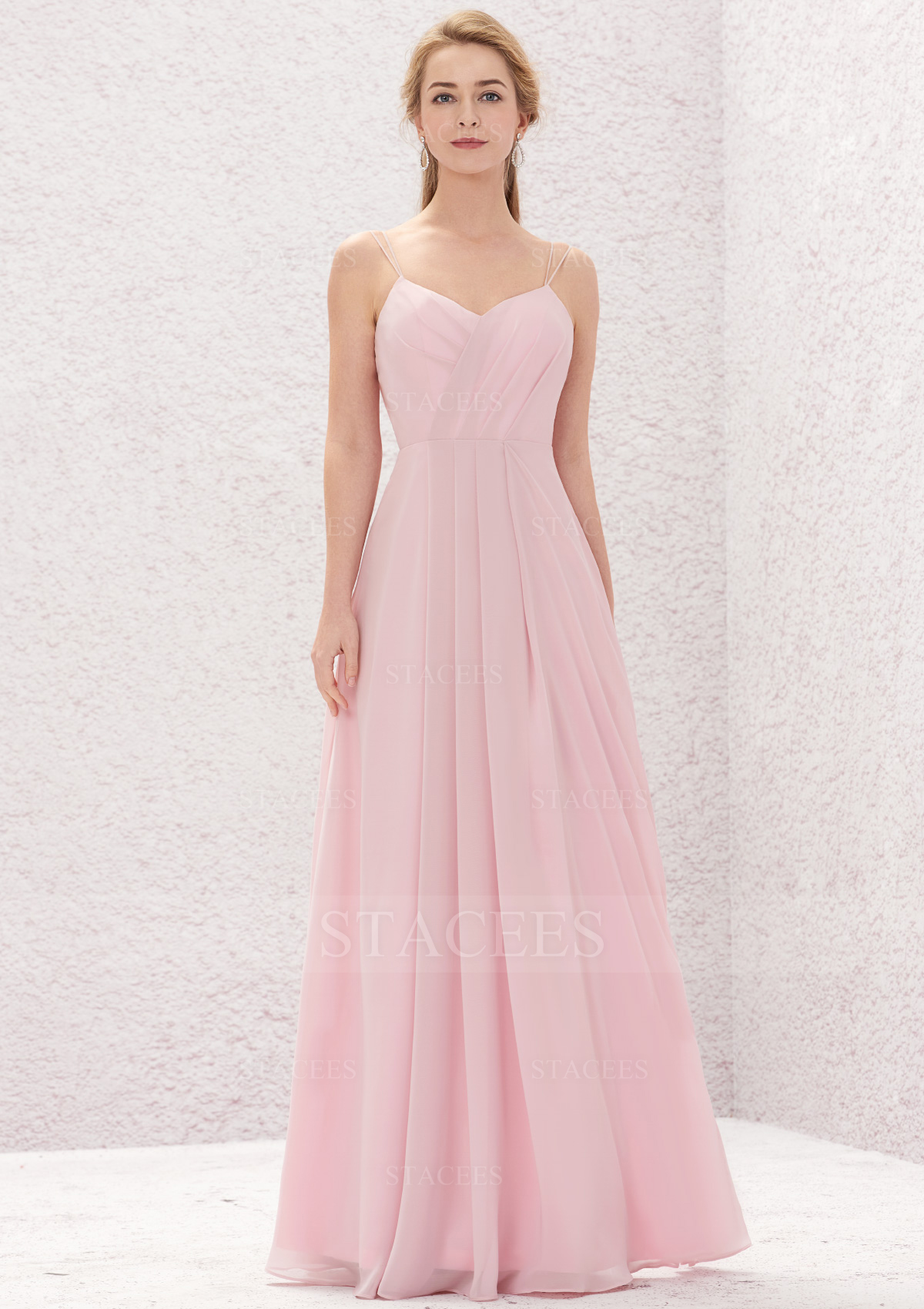 Exquisite A-line Sweetheart Long Pleated Chiffon Bridesmaid Dress
