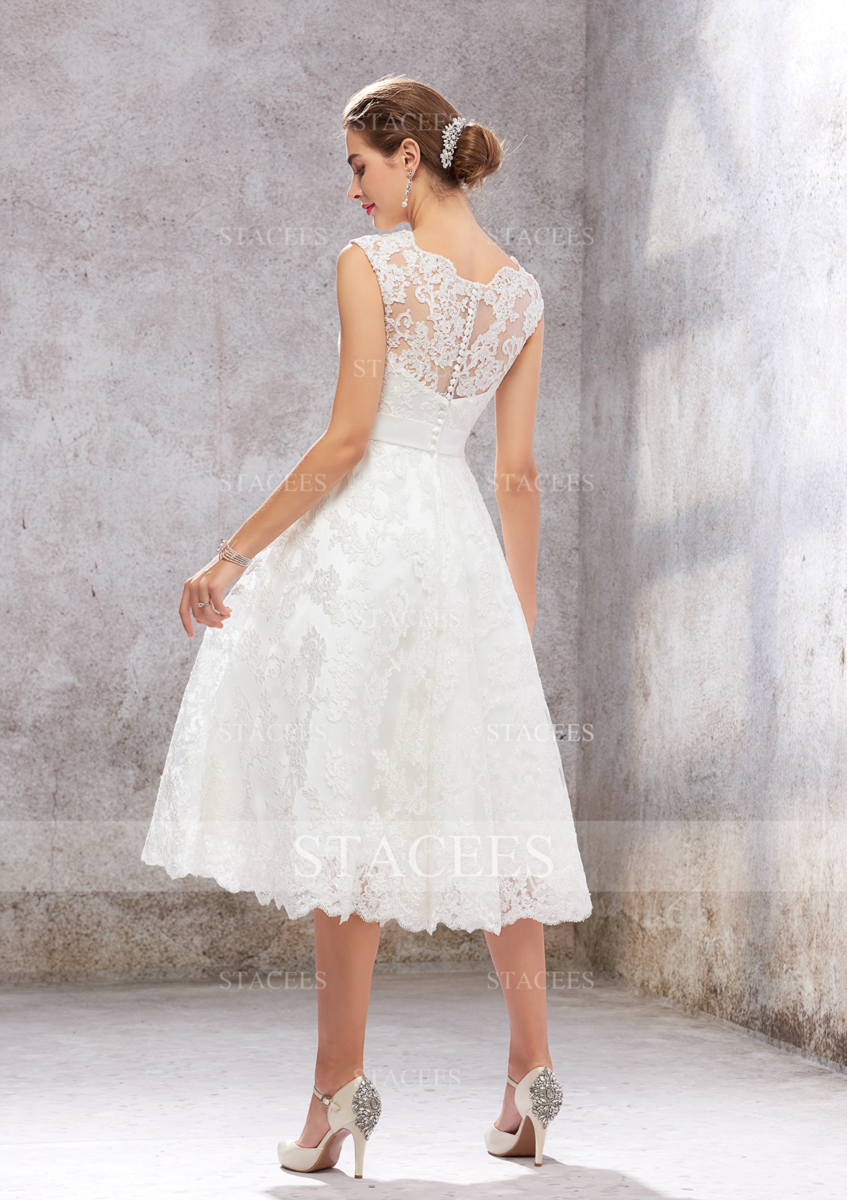 tea length a line dress Cocktail Dress Beautiful A-Line Tea-Length Sweetheart Neck Lace Party Dresses
