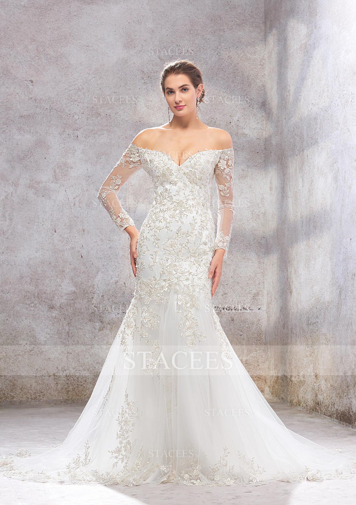 Trumpette/Sirène traîne cour tulle satin robe de mariée