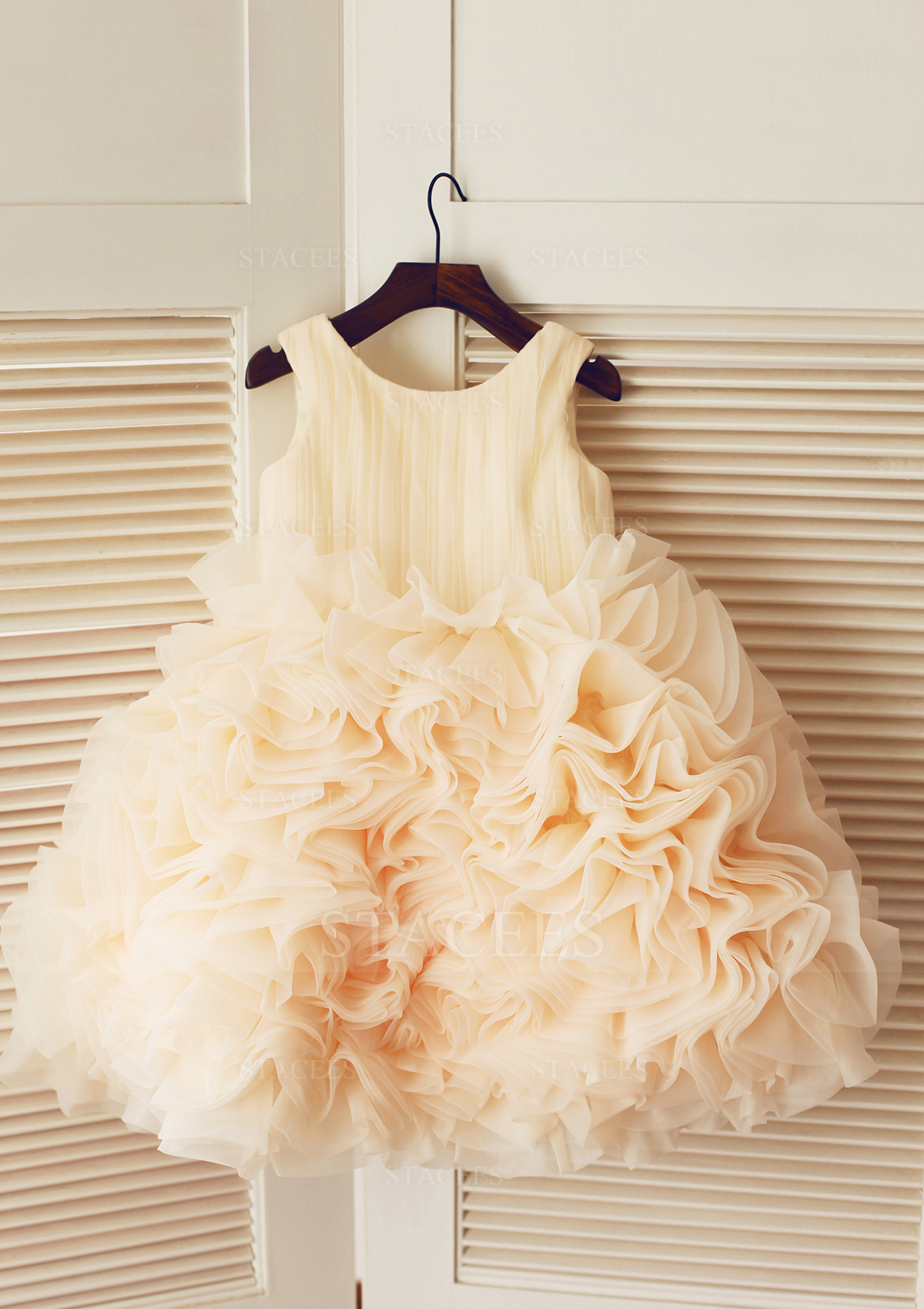Vestido de gala escote redondo organdí de seda hasta la rodilla vestido de pajecitas