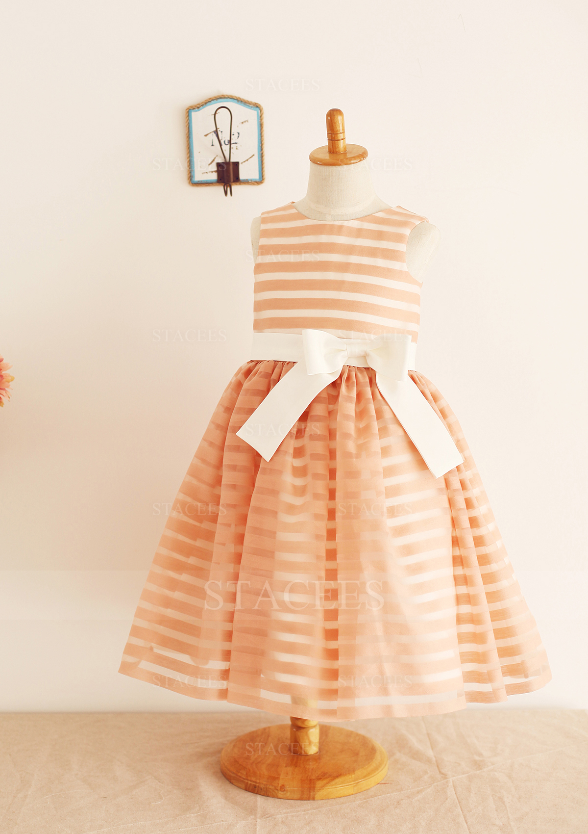 Trapèze/Princesse scoop organza longueur mollet robe de fille de fleur 
