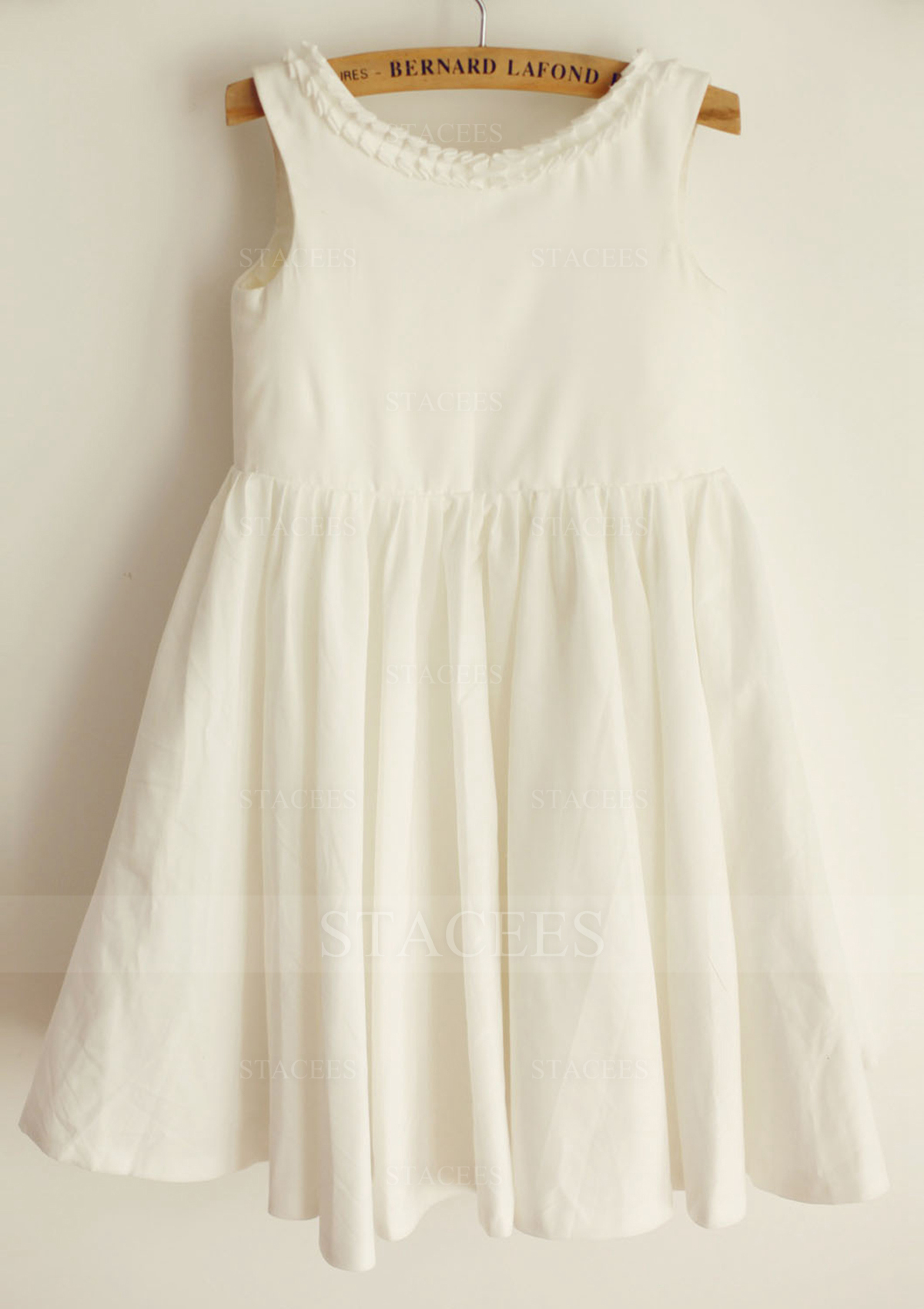 Vestido línea a/princesa escote redondo algodón hasta la rodilla vestido de pajecitas