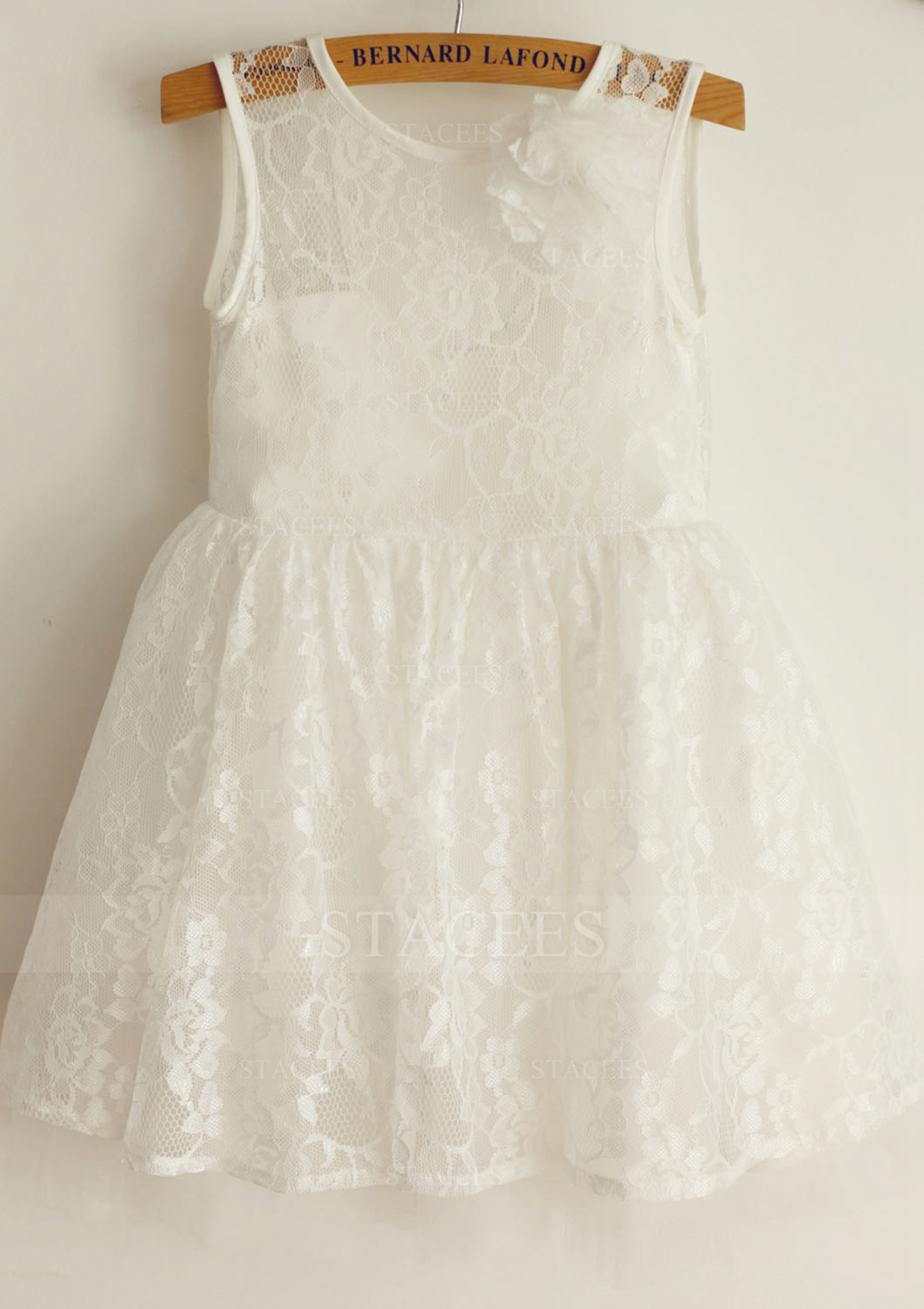 Vestido línea a/princesa escote redondo encaje hasta la rodilla vestido de pajecitas