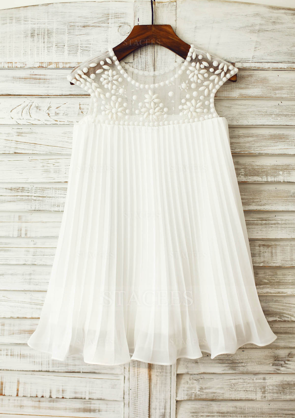 Vestido línea a/princesa escote redondo encaje tul hasta la rodilla vestido de pajecitas