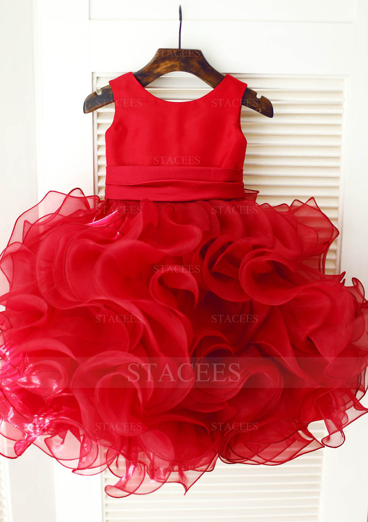 Trapèze/Princesse scoop organza satin longueur genou robe de fille de fleur 