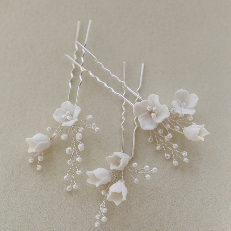 Silver Charming Wedding Special Occasion Hairpins With Flower Pearl