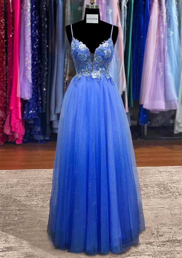 long blue ombre prom dress Ombre Blue Long Tull Beading Prom Dress with Off Shoulder Sleeves -  $105.9768 #AM6130