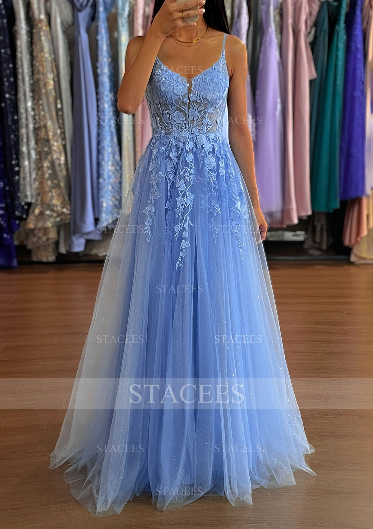 sparkling blue dress Blue Sequin Feather Back Mermaid Sparkly Long Prom Dress with Slit US18 / Blue