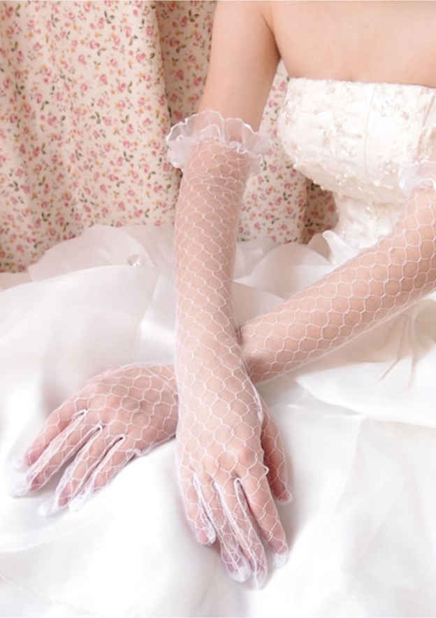 Guantes de novia/boda con red hasta el codo