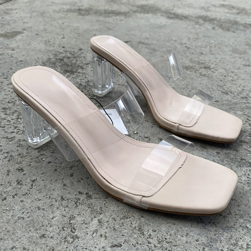 Comme Image PU talons à bout ouvert sandales talon en cristal fête et soirée chaussures de mode - STACEES