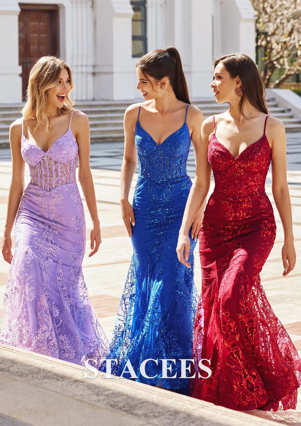  Trumpette/Sirène col en v glitter traîne balayage robe de bal - STACEES