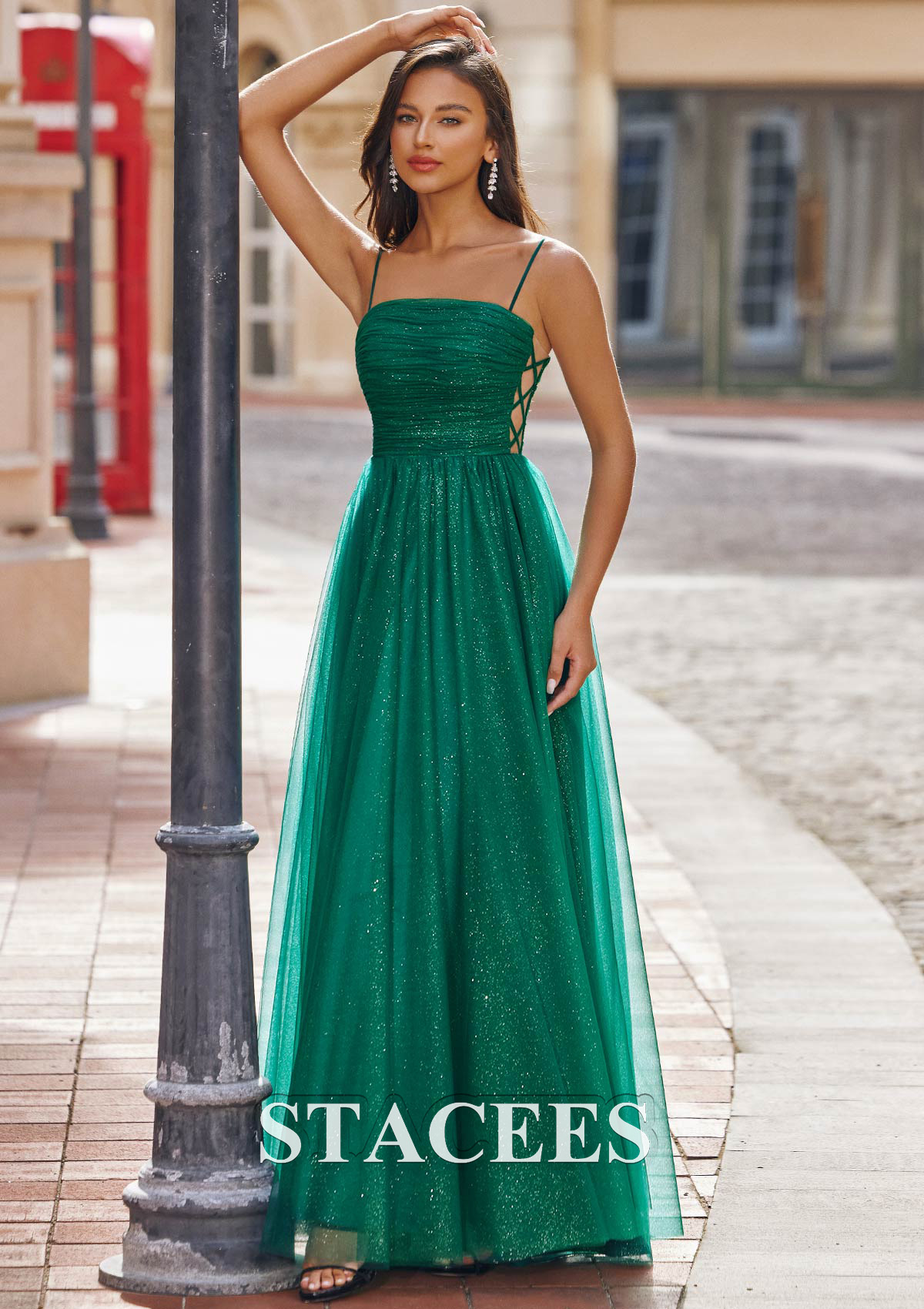 pleated sparkle dress Pleated Sequin Flared-Sleeve Maxi Dress, GREEN / S