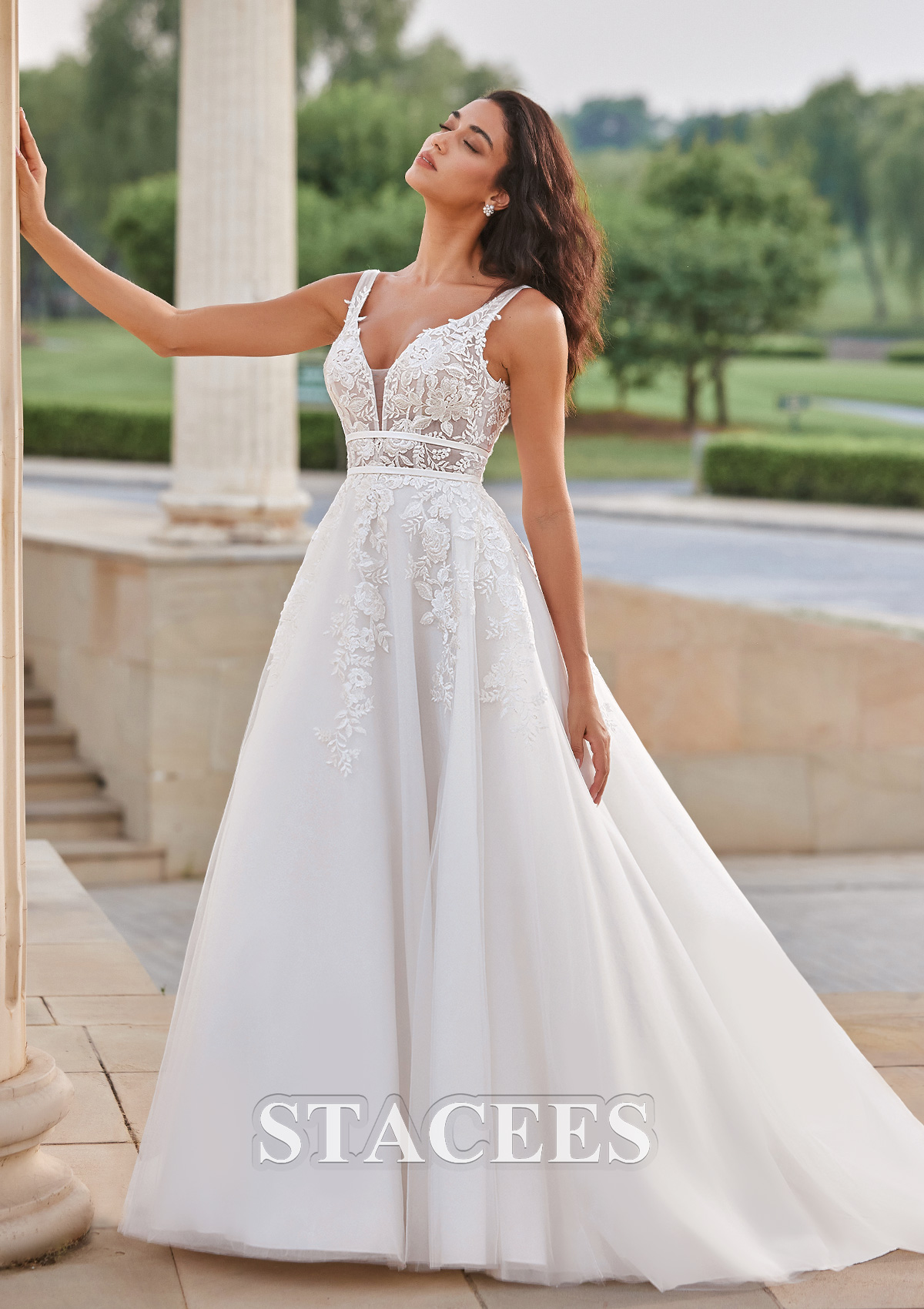 flower lace wedding dress Organic Wide Straps Light Champagne Tulle with lace appliqu Lining 3D Floral Lace Wedding Dress