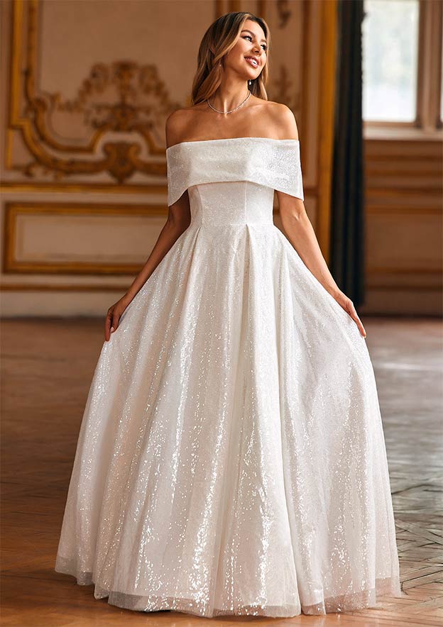 princess vs a line dress Princess Style A-line V-neck Tulle Floor Length Wedding Dresses Lace Embroidery