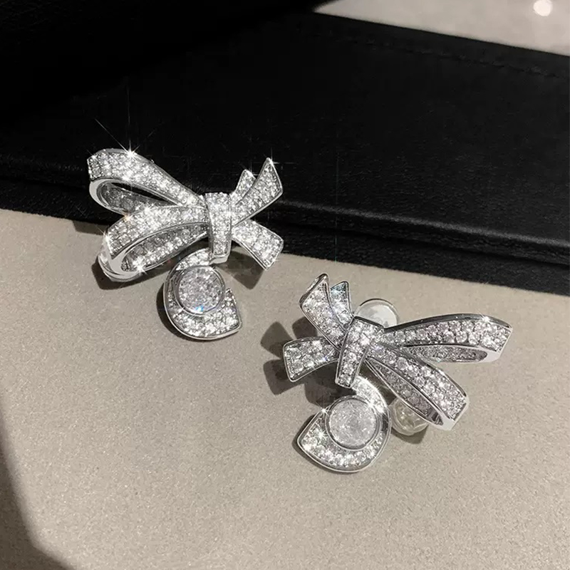 Plata Encantadores elegantes S925 plata pendientes con rhinestones - STACEES