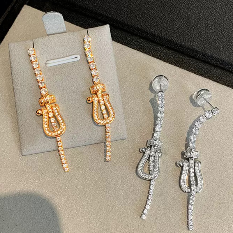 Gold Exquisite Charming Girls' S925 Sliver Earrings with Rhinestone - STACEES