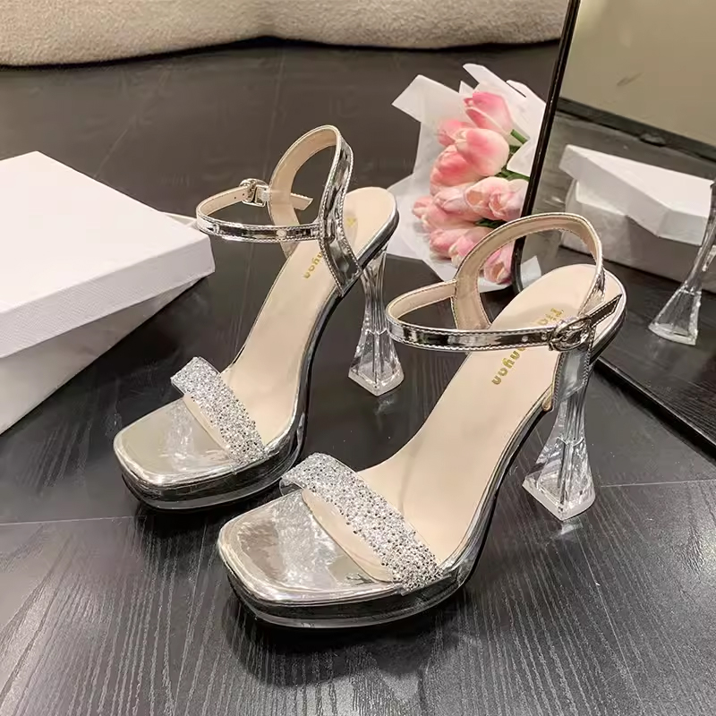 Femmes à bout ouvert sandales talon bottier fête et soirée chaussures de mode 