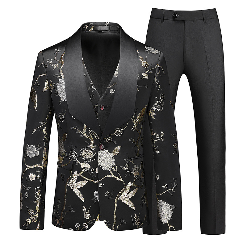 Revers châle simple boutonnage 3 pièces costume homme pour bal