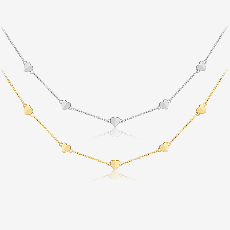 Élégant romantique coeur argent colliers