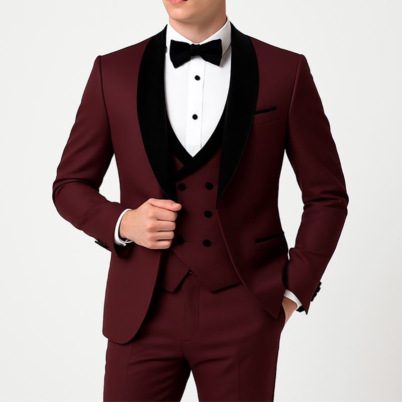 Revers châle Simple boutonnage 3 pièces costume homme pour bal