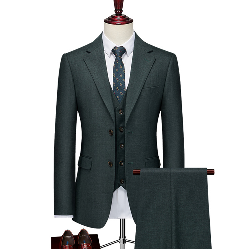 Revers cranté simple boutonnage 3 pièces costume homme pour mariage