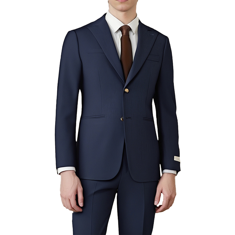 Dark Navy Peak Lapel Single Breasted 2 Piece Men's Wedding Suit - STACEES