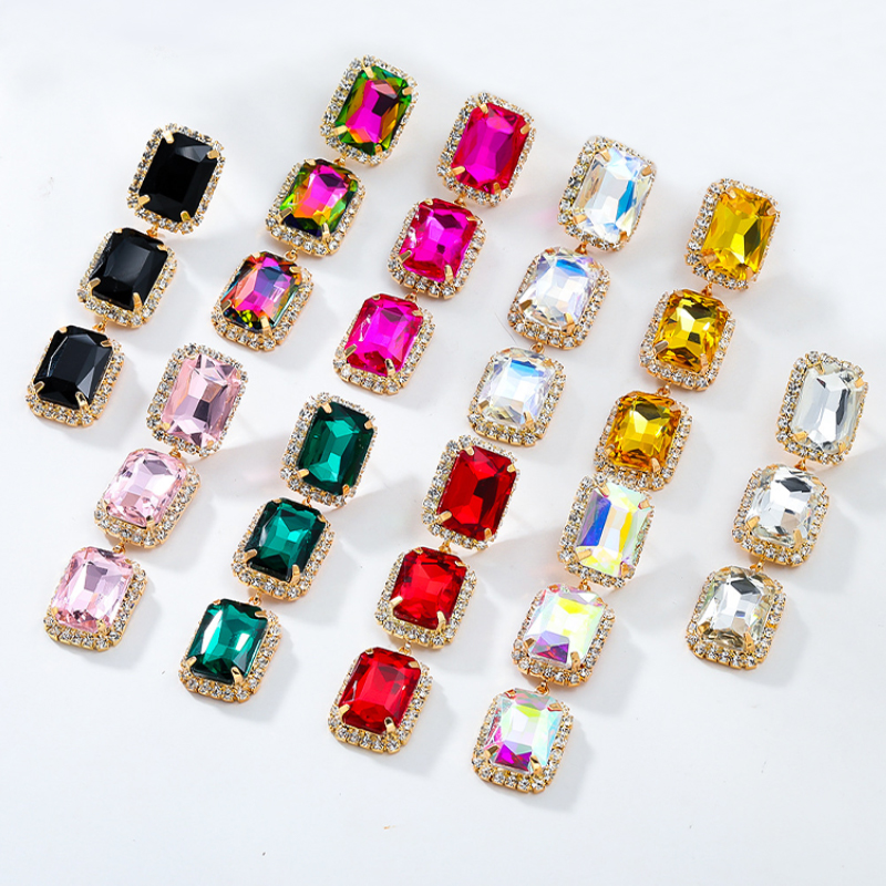 As Picture Fashionable Luxurious Women's Alloy Earrings with Rhinestone - STACEES