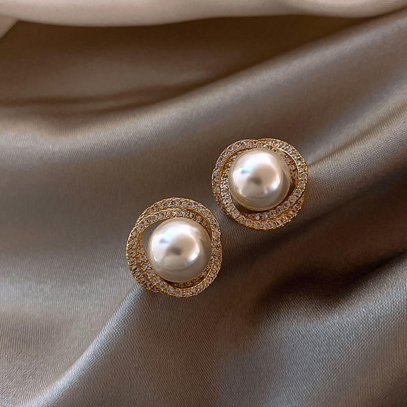 À la mode unique alliage boucles d'oreilles avec perles d'imitation