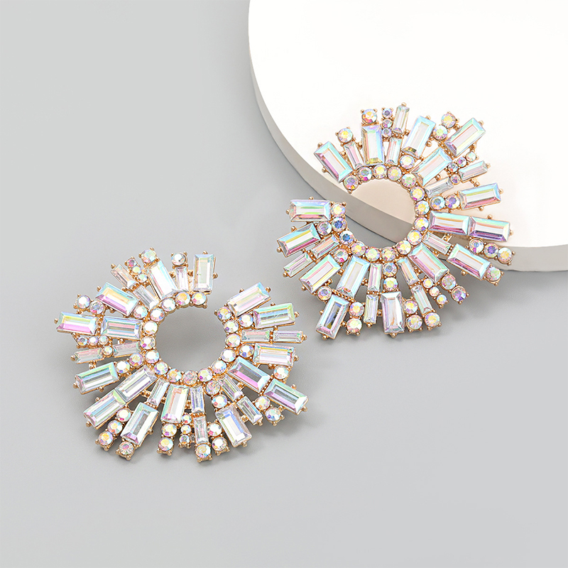 As Picture Charming Sparking Women's Sunflower Alloy Earrings with Rhinestone - STACEES