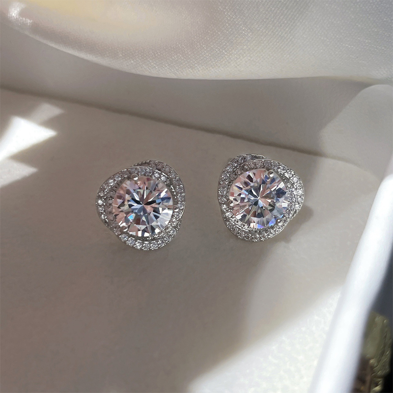 Silver Attractive Luxurious Ladies' Alloy Earrings with Cubic Zirconia - STACEES