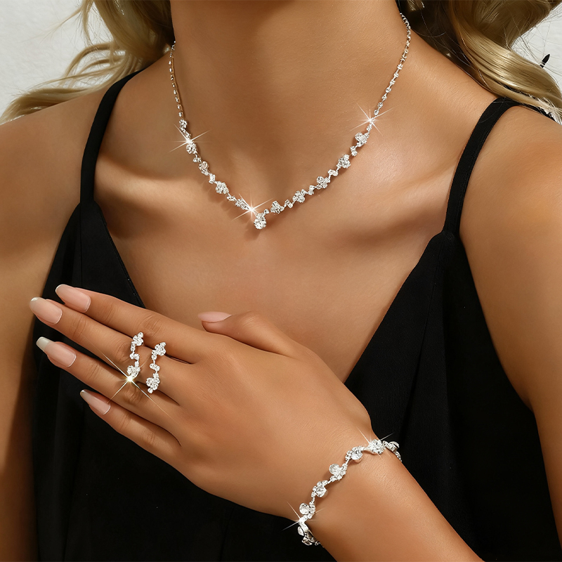 Classique romantique cuivre ensembles de bijoux avec strass