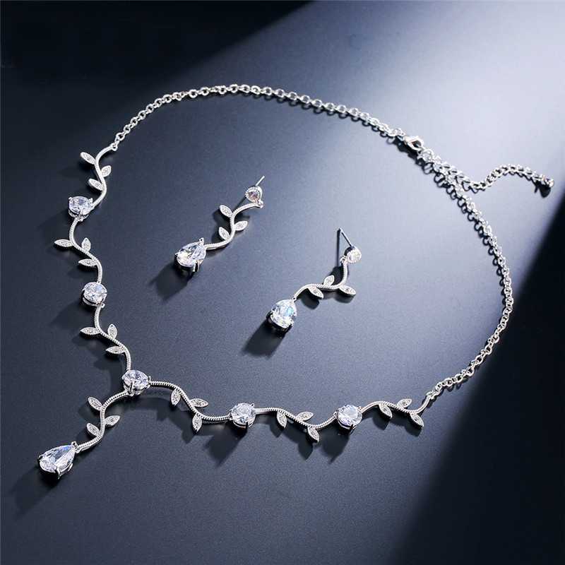 Luxueux étincelant cuivre zircon ensembles de bijoux avec zircone cubique