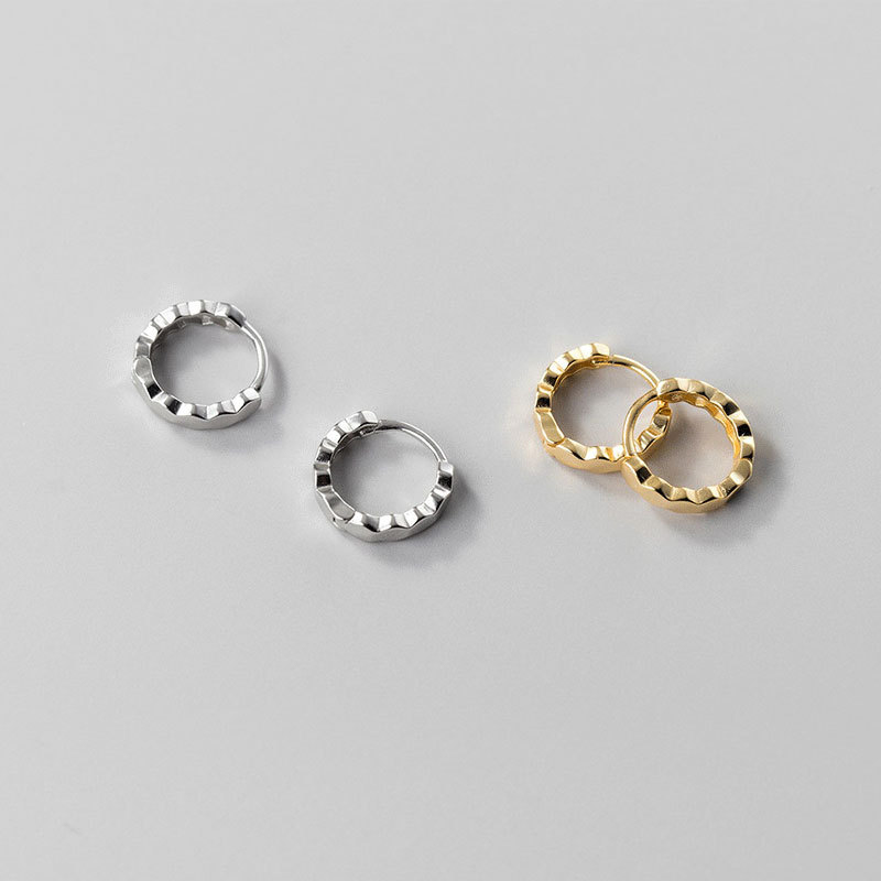 Basique ancien hexagone argent S925 boucles d'oreilles