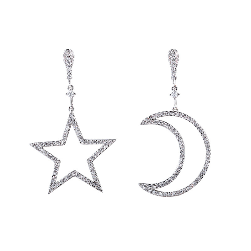 Pendientes exquisitos de cobre y S925 plata con zirconio cúbico para mujer