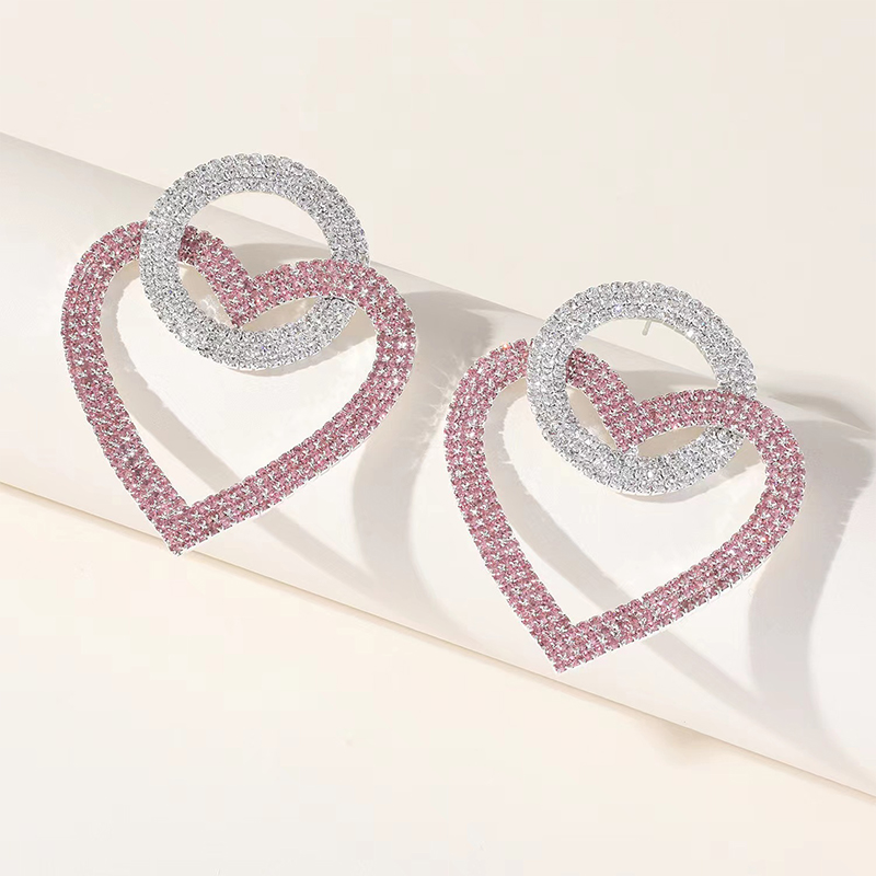 Rose Attractif charmant alliage boucles d'oreilles avec strass - STACEES