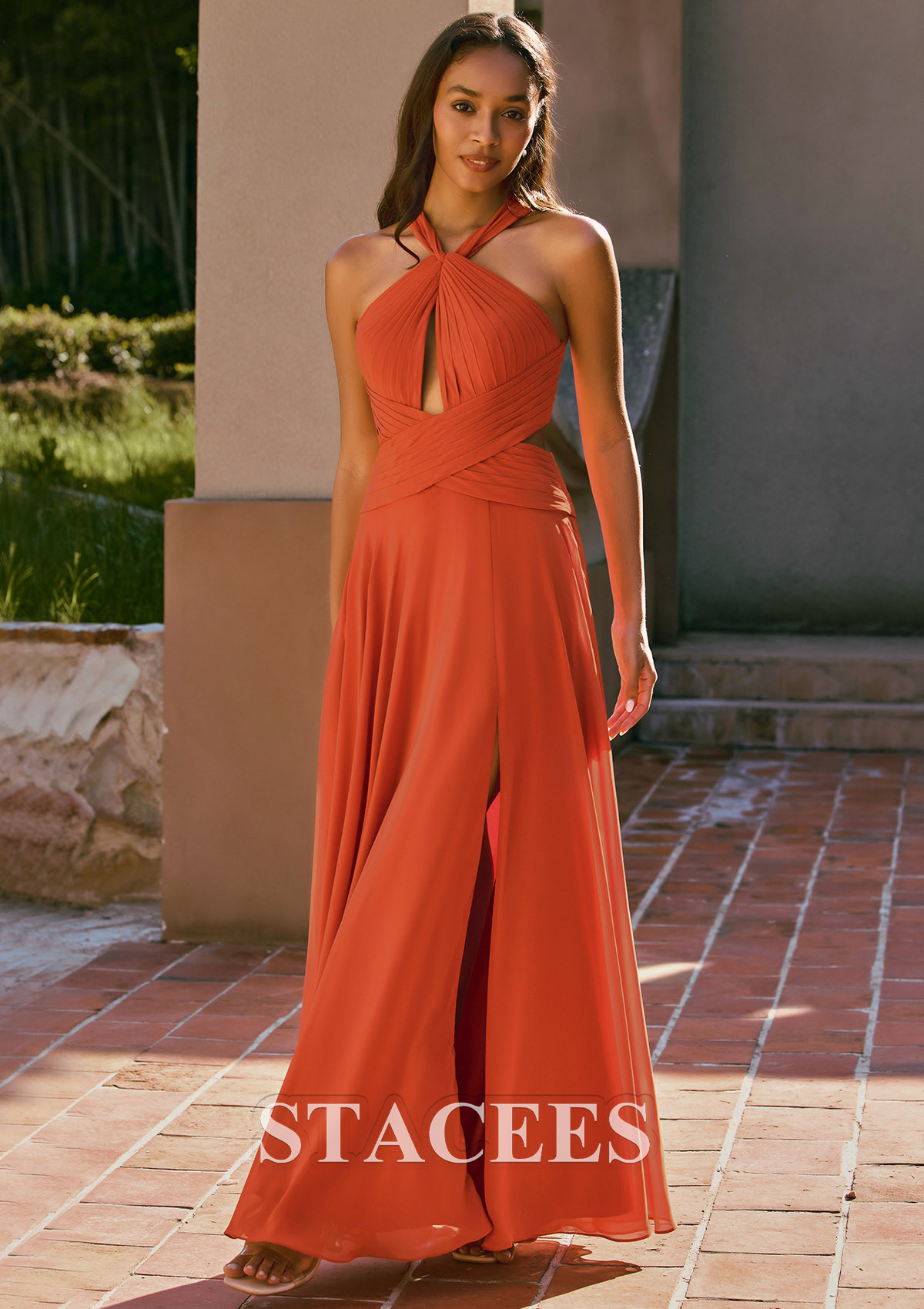 a line pleated chiffon floor length dress 2026 Evening Dress A-Line V-Neck Long Sleeves Chiffon Long Pale Blue