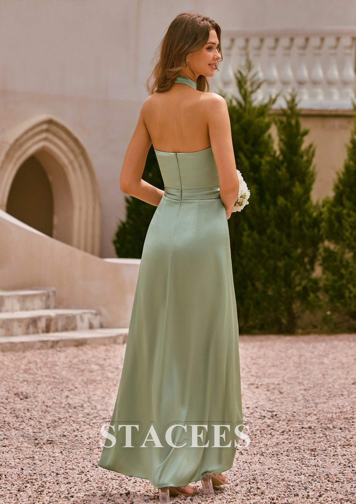 thin strap halter neck dress Marbella Halter-Neck Linen Dress (Sale)
