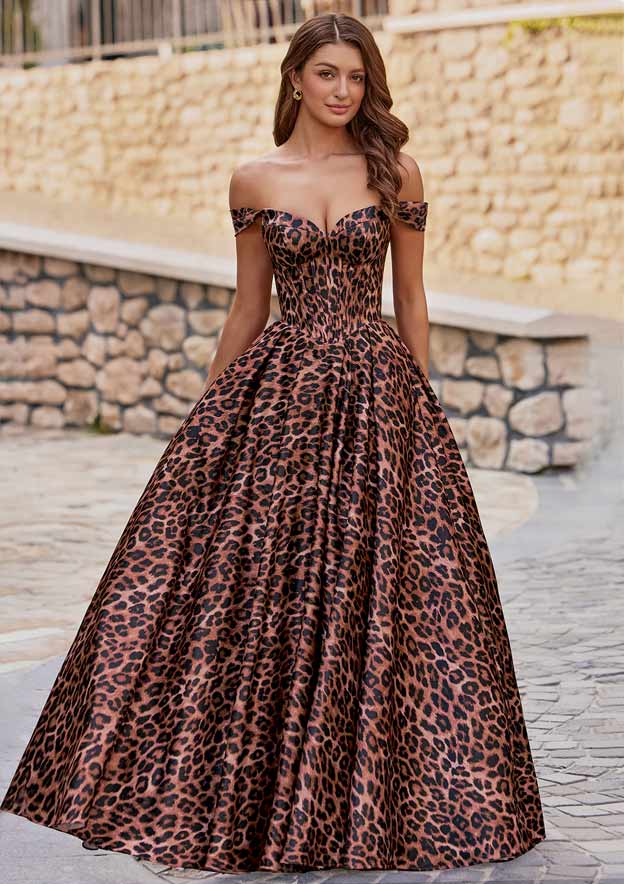 satin leopard print dress Lady Black Tie - 89395 - Amarra - Leopard Cheetah Print Satin Gown With Choker