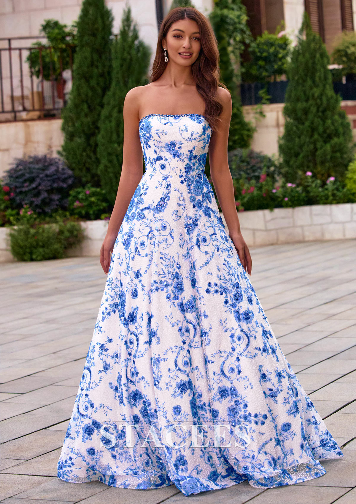 blue dress with flowers Blue and White Floral Mini Dress with Tie Straps