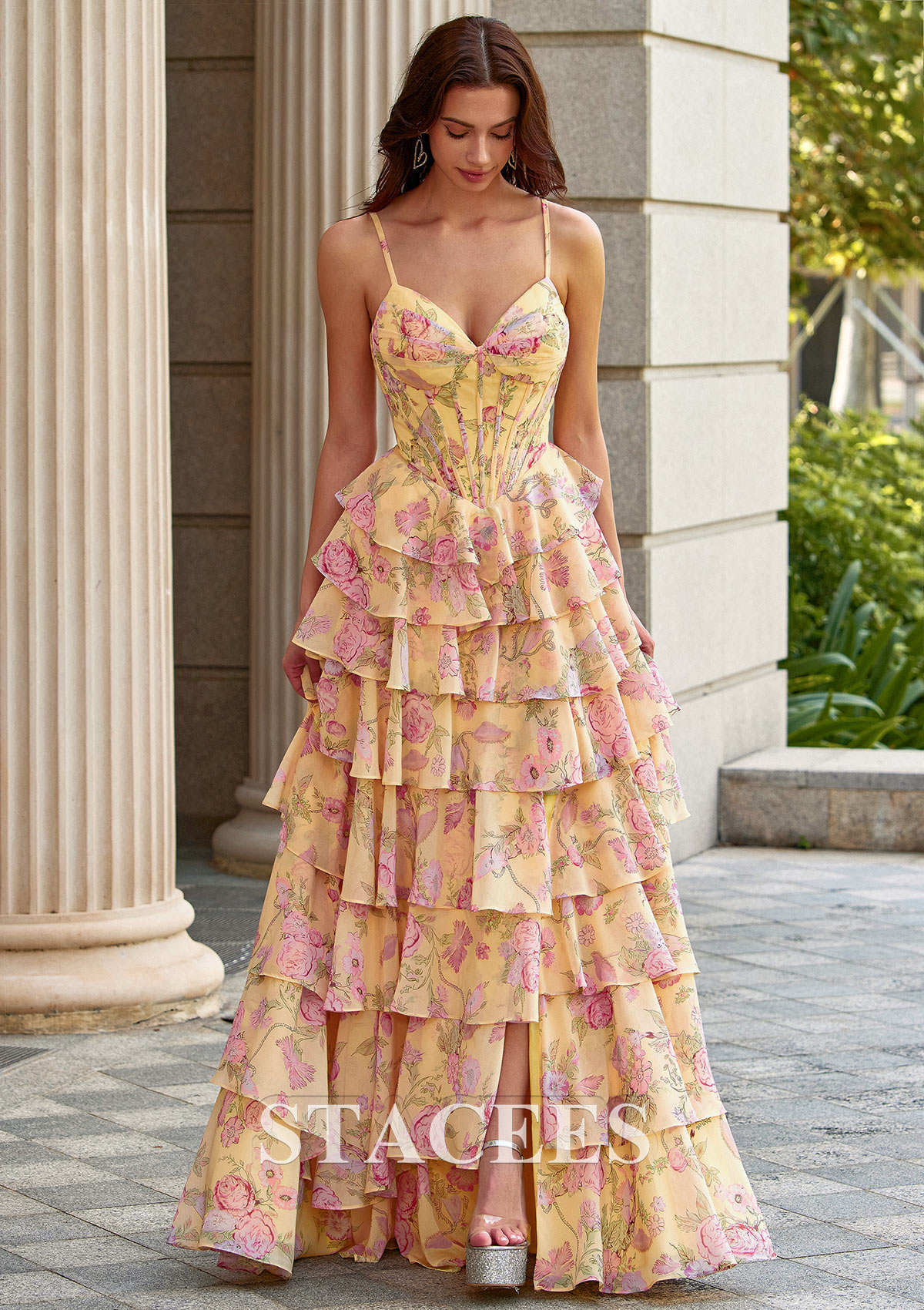 ruffle tier dress Catalina Tiered Ruffle Maxi Dress White