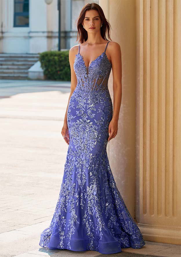 glitter mermaid prom dress Stacees 2026 Sparkly Sequins with Plunging V Neck Illusion Corset Embellishment_Crystal Brooch
