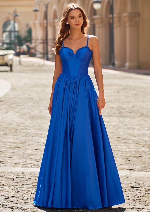 a line taffeta prom dress A-line Bustier Corset with Spaghetti StrapsS9068P- Prom Dresses Colour:BLUE in Size 0 MATERIAL_Lace Revisiting the Barbie PC