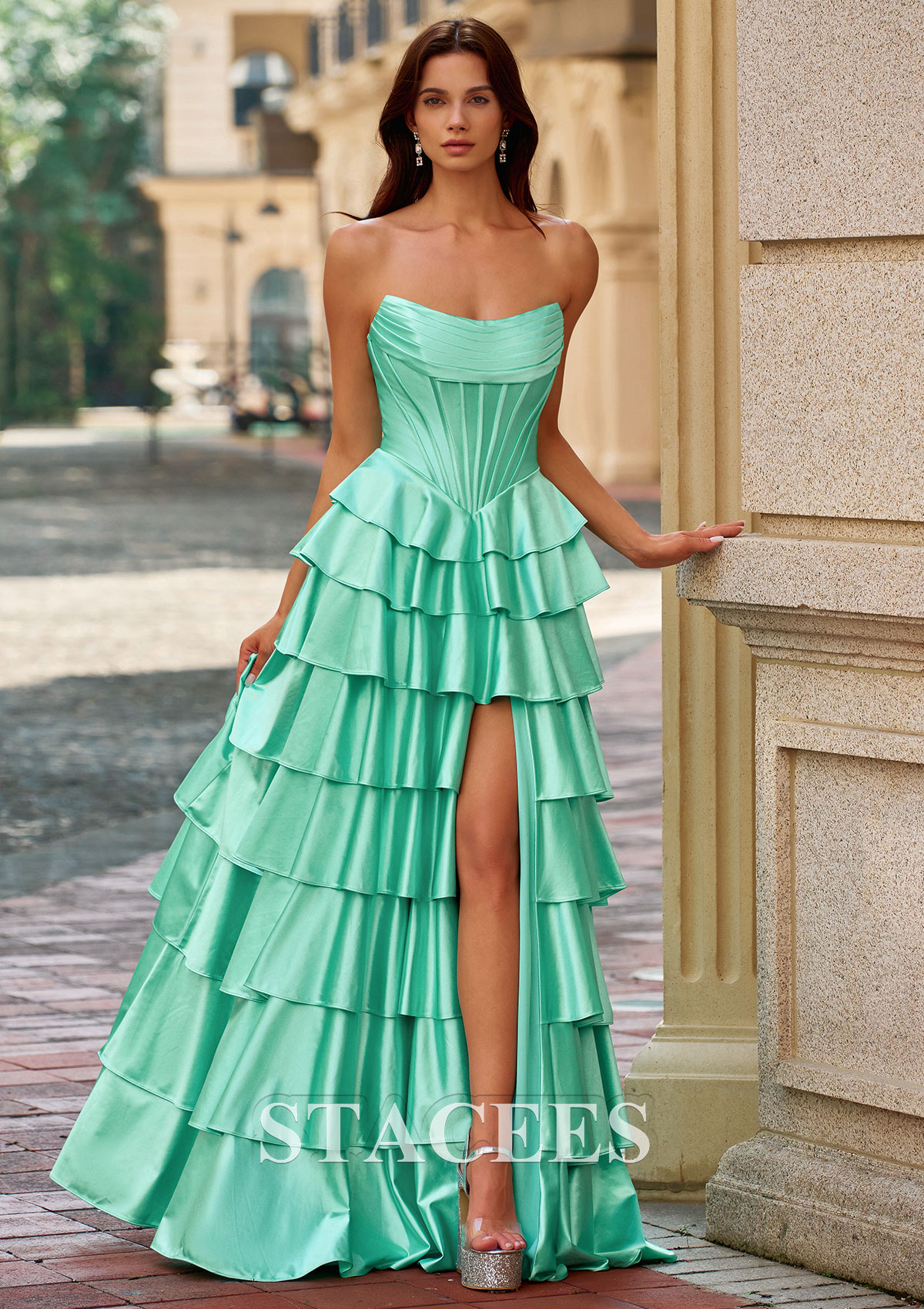 corset high low dress Elegant White Ruffled High-low Corset Dress