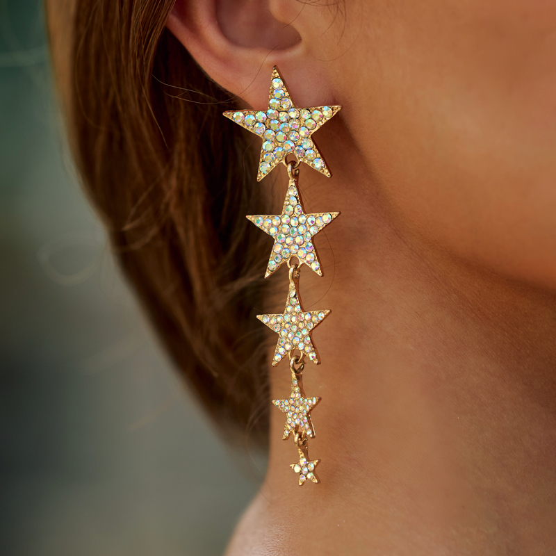 Exquisiteces brillos aleación pendientes con rhinestones