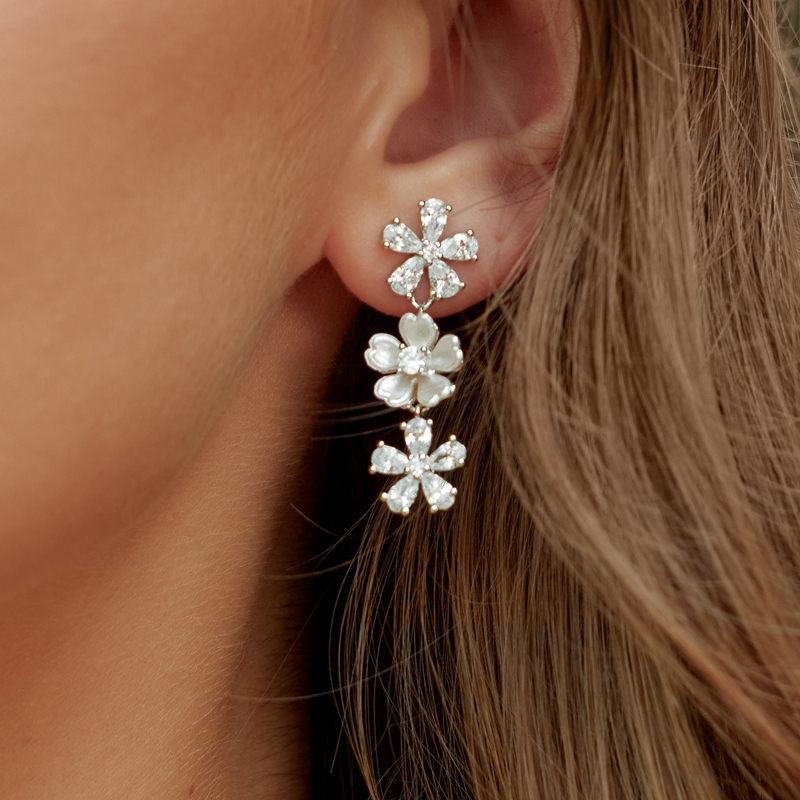 Chic Elegant Ladies' Alloy Earrings with Cubic Zirconia